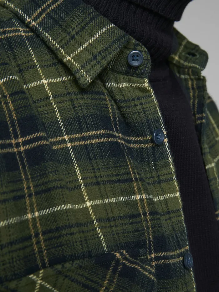 Shirts JACK and JONES Mens COMFORT FIT CHECK SHIRT Green Forest Night On Sale