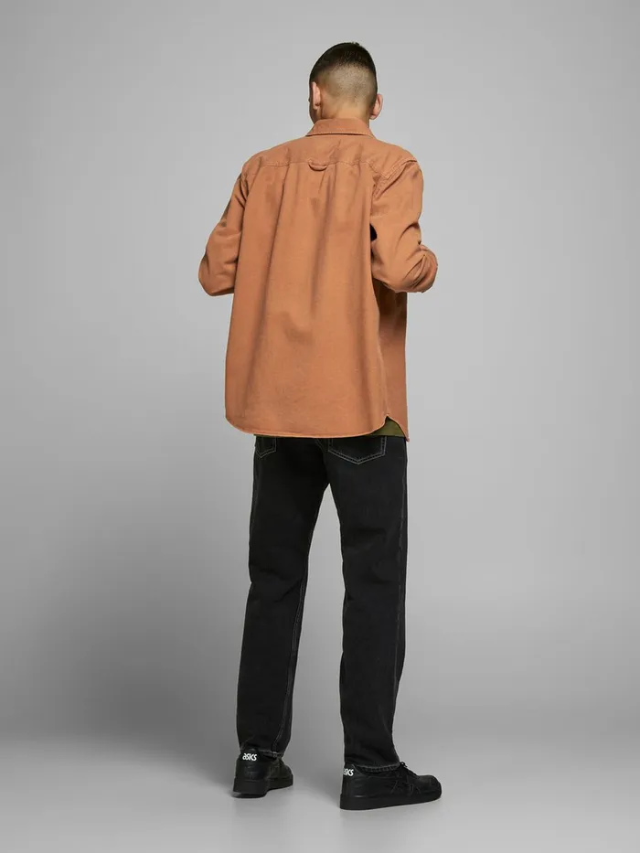 Shirts JACK and JONES Mens COMFORT FIT SHIRT Orange Amber Brown Online
