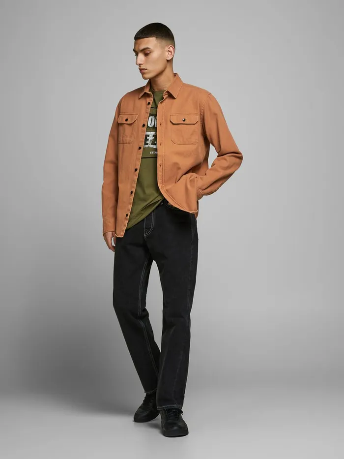 Shirts JACK and JONES Mens COMFORT FIT SHIRT Orange Amber Brown Online