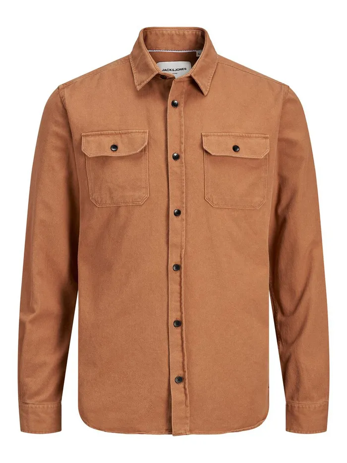 Shirts JACK and JONES Mens COMFORT FIT SHIRT Orange Amber Brown Online