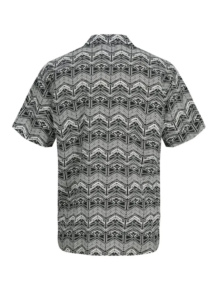 Shirts JACK and JONES Mens CUBAN COLLAR SHORT SLEEVED SHIRT Grey Black Gift Ideas