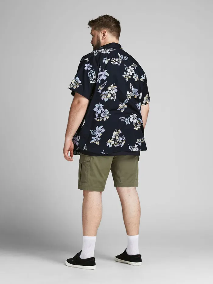 Shirts JACK and JONES Mens FLORAL PLUS SIZE SHORT SLEEVED SHIRT Blue Dark Navy Online