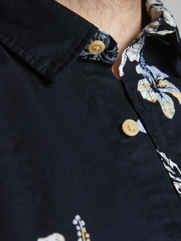 Shirts JACK and JONES Mens FLORAL PLUS SIZE SHORT SLEEVED SHIRT Blue Dark Navy Online