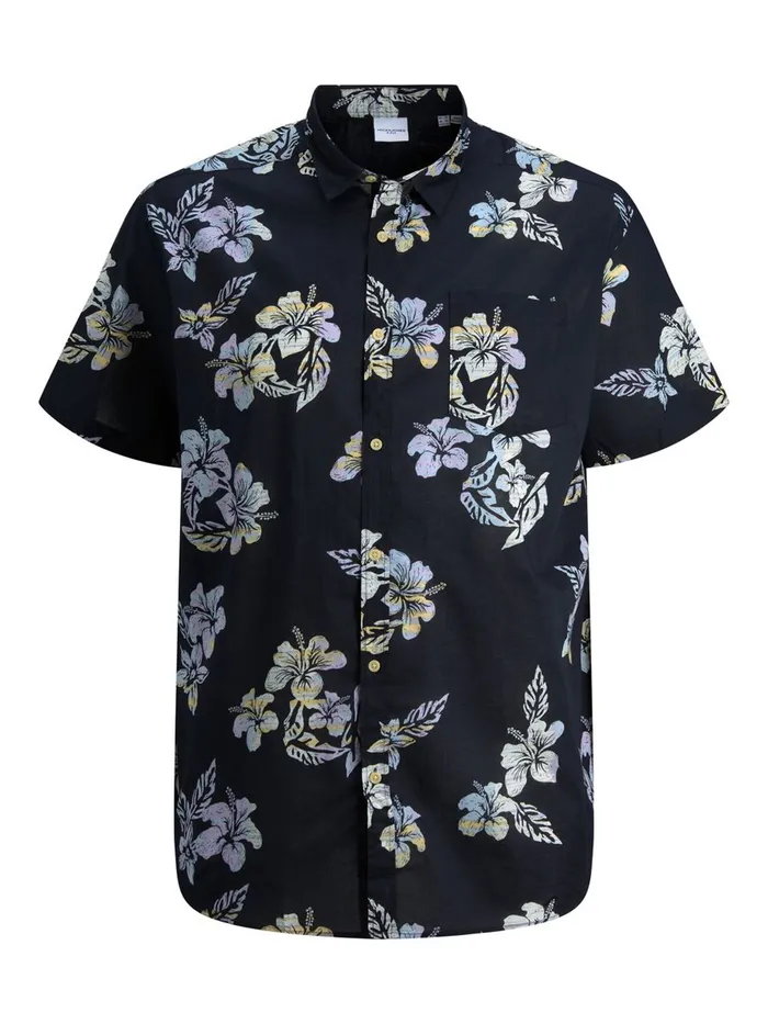 Shirts JACK and JONES Mens FLORAL PLUS SIZE SHORT SLEEVED SHIRT Blue Dark Navy Online