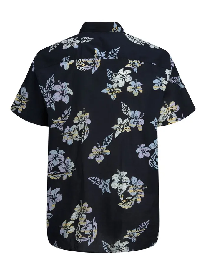 Shirts JACK and JONES Mens FLORAL PLUS SIZE SHORT SLEEVED SHIRT Blue Dark Navy Online