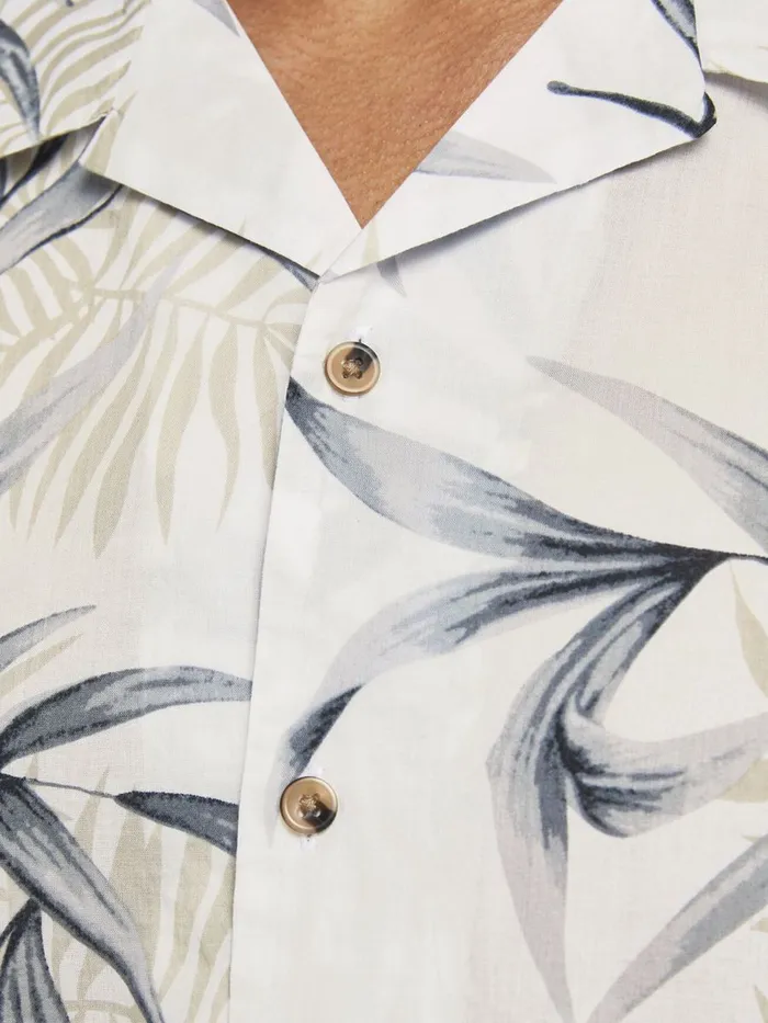 Shirts JACK and JONES Mens FLOWER PRINTED SHORT SLEEVED SHIRT Beige Cloud Dancer Gift for Friend
