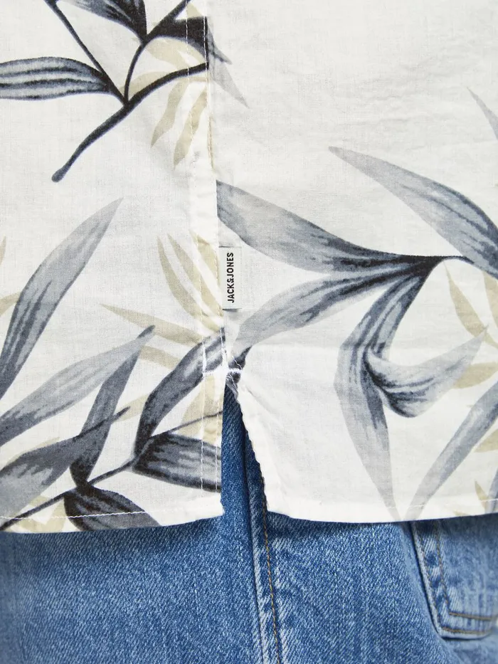 Shirts JACK and JONES Mens FLOWER PRINTED SHORT SLEEVED SHIRT Beige Cloud Dancer Gift for Friend