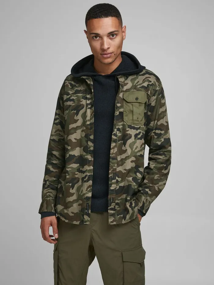 Shirts JACK and JONES Mens ONE POCKET CAMO SHIRT Green Forest Night Gift Ideas Shirts JACK and JONES Mens ONE POCKET CAMO SHIRT Green Forest Night Gift Ideas