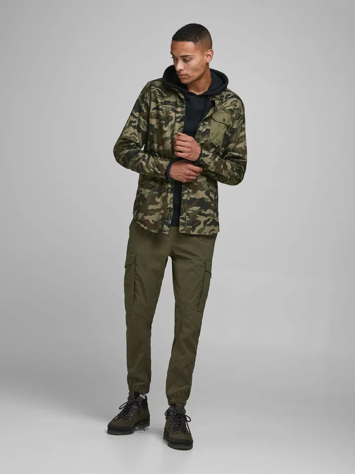 Shirts JACK and JONES Mens ONE POCKET CAMO SHIRT Green Forest Night Gift Ideas