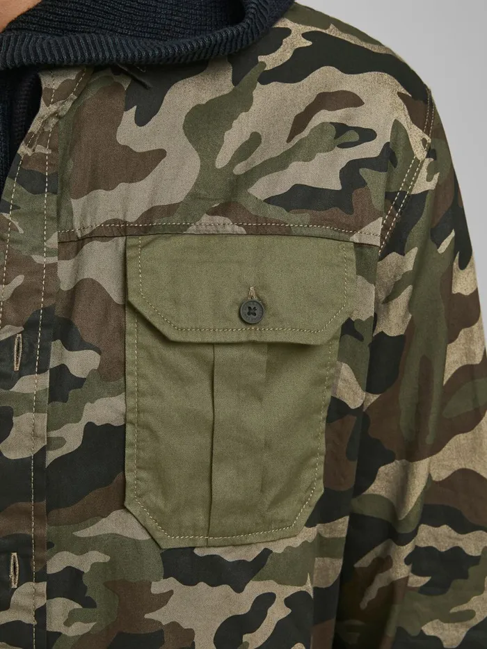 Shirts JACK and JONES Mens ONE POCKET CAMO SHIRT Green Forest Night Gift Ideas