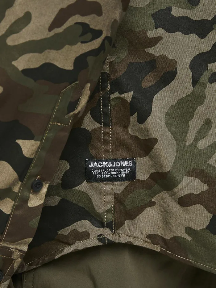 Shirts JACK and JONES Mens ONE POCKET CAMO SHIRT Green Forest Night Gift Ideas