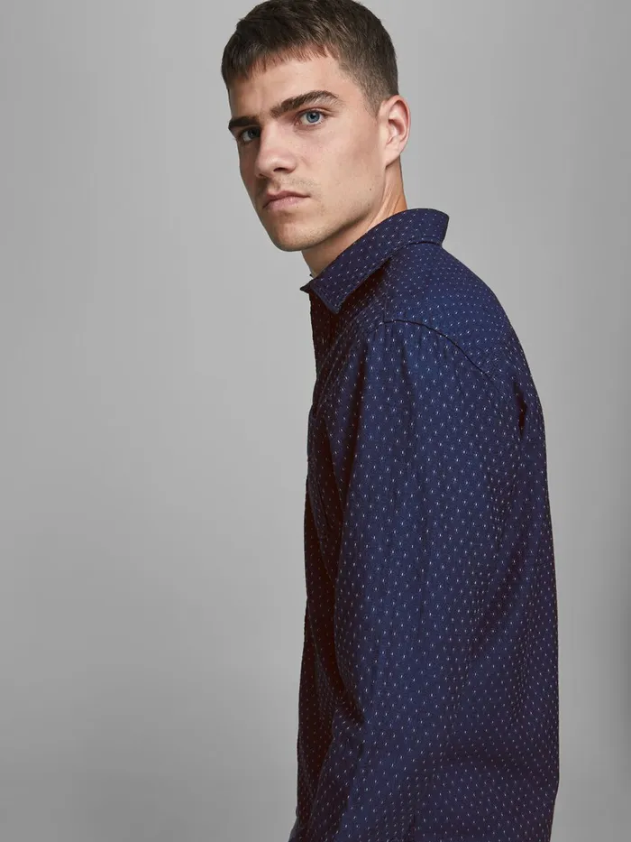 Shirts JACK and JONES Mens ONEPOCKET DOBBY SHIRT Blue Denim Blue Popular