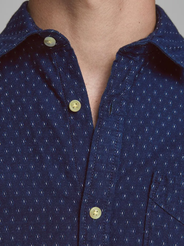 Shirts JACK and JONES Mens ONEPOCKET DOBBY SHIRT Blue Denim Blue Popular