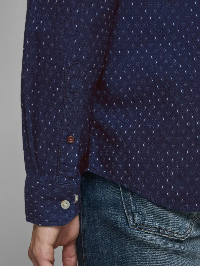 Shirts JACK and JONES Mens ONEPOCKET DOBBY SHIRT Blue Denim Blue Popular