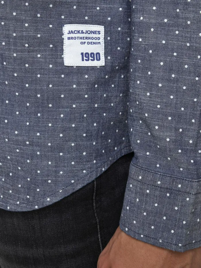 Shirts JACK and JONES Mens ORGANIC COTTON BLEND SHIRT Blue Navy Blazer On Sale