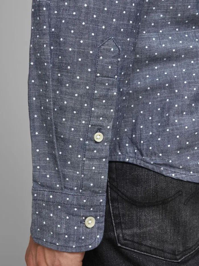 Shirts JACK and JONES Mens ORGANIC COTTON BLEND SHIRT Blue Navy Blazer On Sale