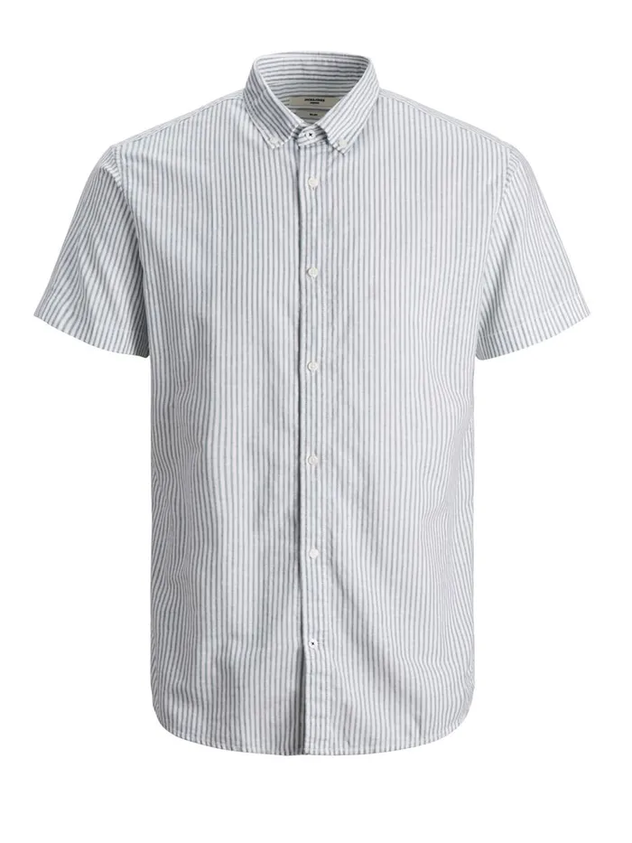 Shirts JACK and JONES Mens POPLIN LINEN BLEND SHORT SLEEVED SHIRT Blue Sea Pine Online