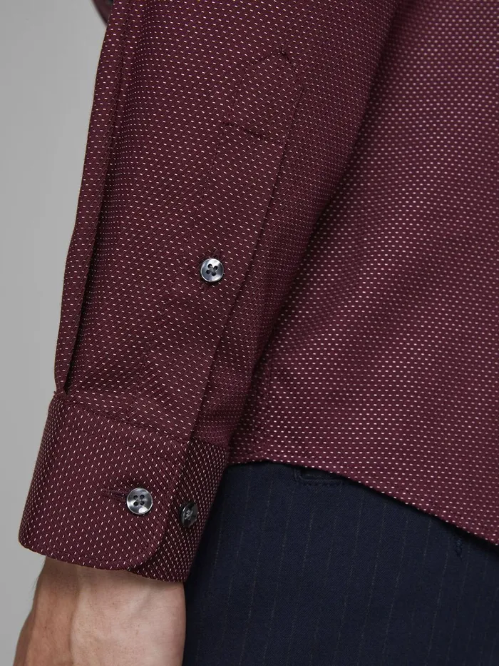 Shirts JACK and JONES Mens SLIM FIT DOBBY SHIRT Red Red Mahogany Gift 4 You
