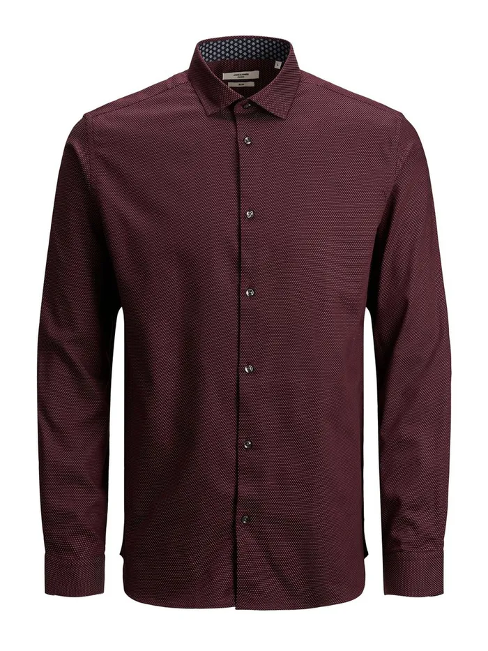 Shirts JACK and JONES Mens SLIM FIT DOBBY SHIRT Red Red Mahogany Gift 4 You