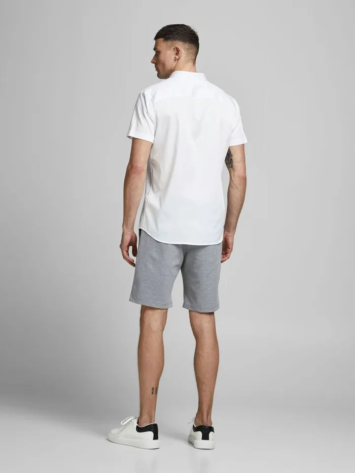 Shirts JACK and JONES Mens SLIM FIT SOLID SHORT SLEEVED SHIRT White White Gift for Friend