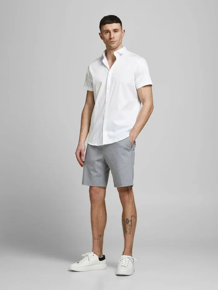 Shirts JACK and JONES Mens SLIM FIT SOLID SHORT SLEEVED SHIRT White White Gift for Friend