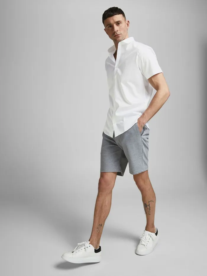 Shirts JACK and JONES Mens SLIM FIT SOLID SHORT SLEEVED SHIRT White White Gift for Friend