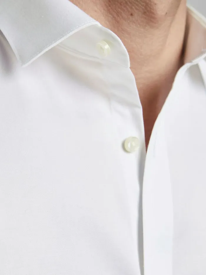 Shirts JACK and JONES Mens SLIM FIT SOLID SHORT SLEEVED SHIRT White White Gift for Friend