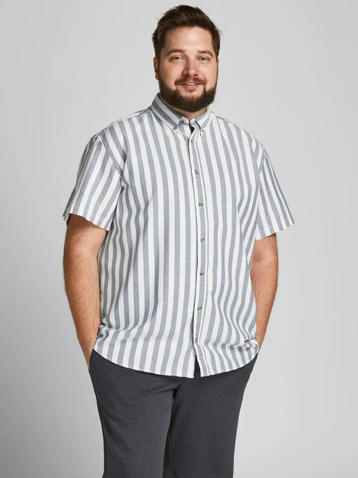 Shirts JACK and JONES Mens STRIPED PLUS SIZE SHORT SLEEVED SHIRT Blue Ensign Blue For Sale Shirts JACK and JONES Mens STRIPED PLUS SIZE SHORT SLEEVED SHIRT Blue Ensign Blue For Sale