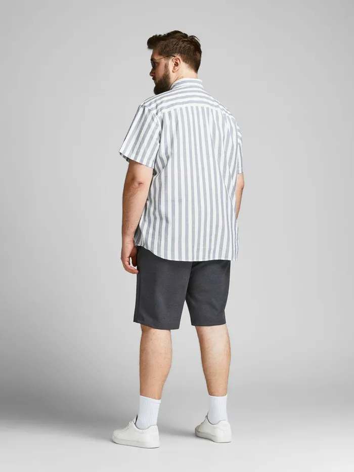 Shirts JACK and JONES Mens STRIPED PLUS SIZE SHORT SLEEVED SHIRT Blue Ensign Blue For Sale