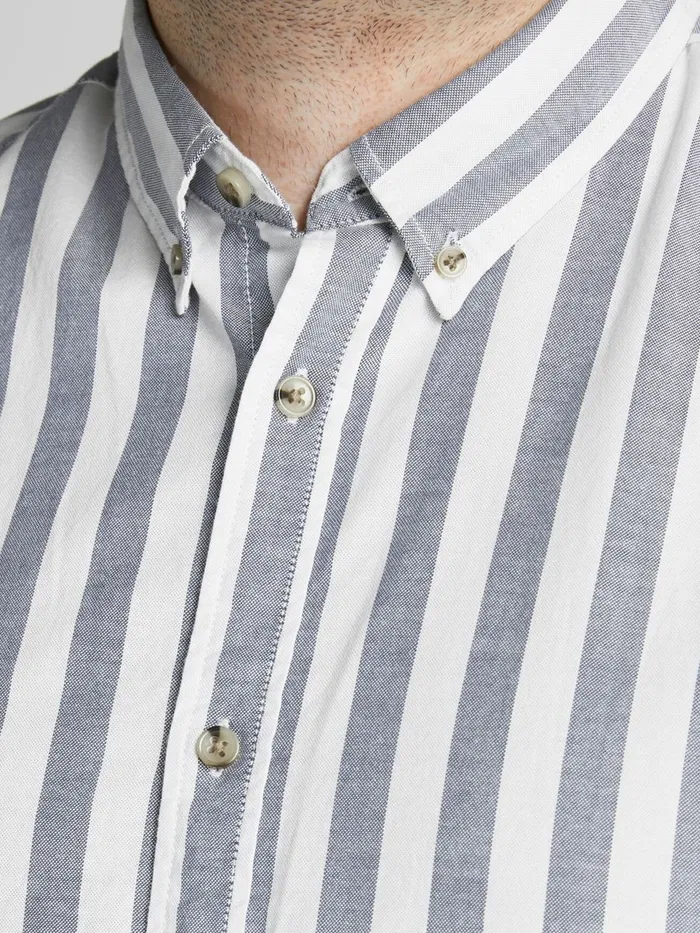 Shirts JACK and JONES Mens STRIPED PLUS SIZE SHORT SLEEVED SHIRT Blue Ensign Blue For Sale