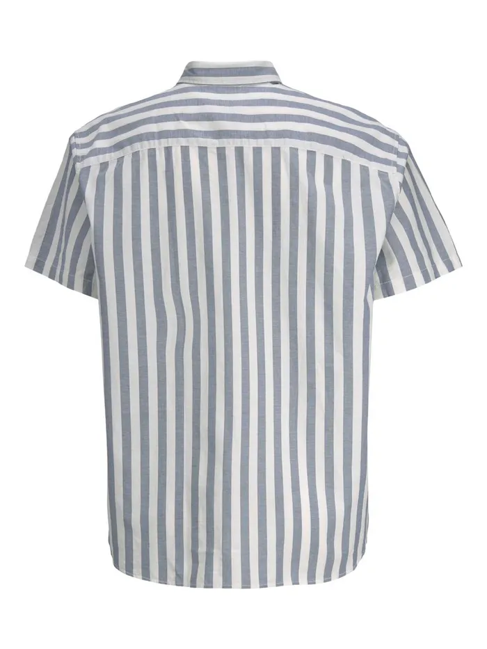 Shirts JACK and JONES Mens STRIPED PLUS SIZE SHORT SLEEVED SHIRT Blue Ensign Blue For Sale