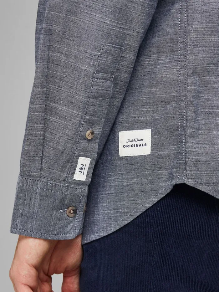 Shirts JACK and JONES Mens TWILL WEAVE MELANGE SHIRT Grey Navy Blazer For Sale