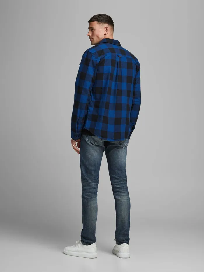 Shirts JACK and JONES Mens WOOL BLEND OVERSHIRT Blue Estate Blue Gift Ideas