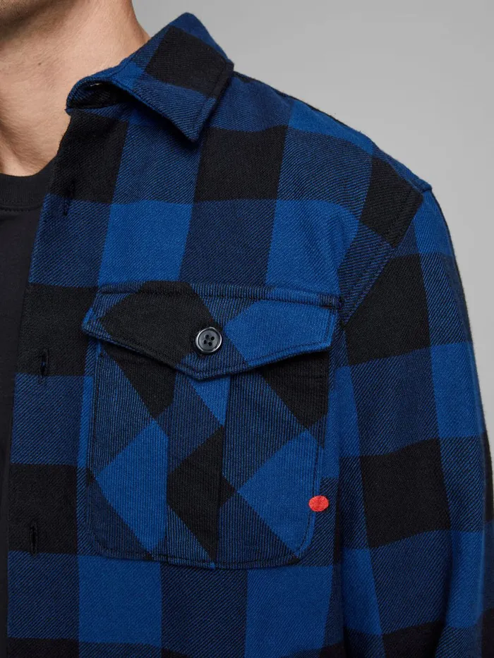 Shirts JACK and JONES Mens WOOL BLEND OVERSHIRT Blue Estate Blue Gift Ideas