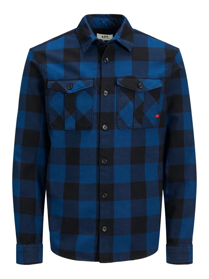 Shirts JACK and JONES Mens WOOL BLEND OVERSHIRT Blue Estate Blue Gift Ideas