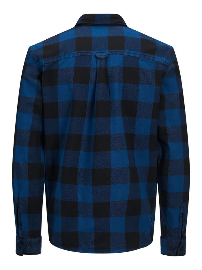 Shirts JACK and JONES Mens WOOL BLEND OVERSHIRT Blue Estate Blue Gift Ideas
