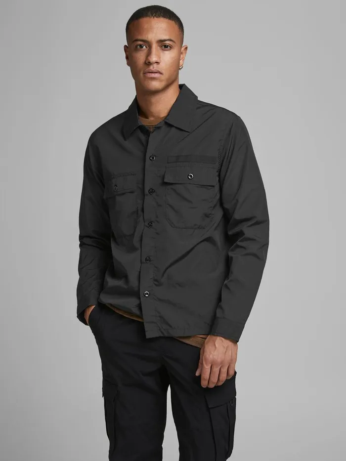Shirts JACK and JONES Mens WORKWEAR OVERSHIRT Black Black Online