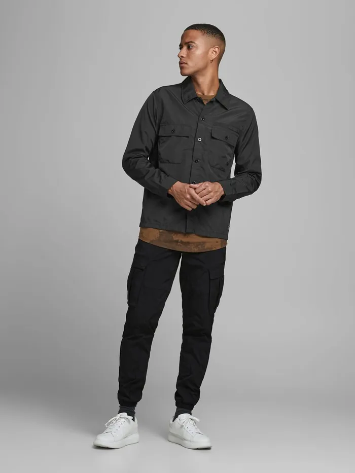 Shirts JACK and JONES Mens WORKWEAR OVERSHIRT Black Black Online