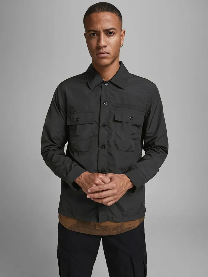 Shirts JACK and JONES Mens WORKWEAR OVERSHIRT Black Black Online