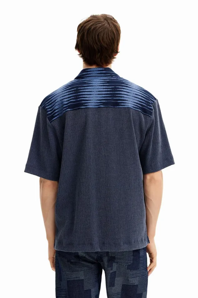 Shirts Men Desigual Hybrid Fabric Shirt Blue