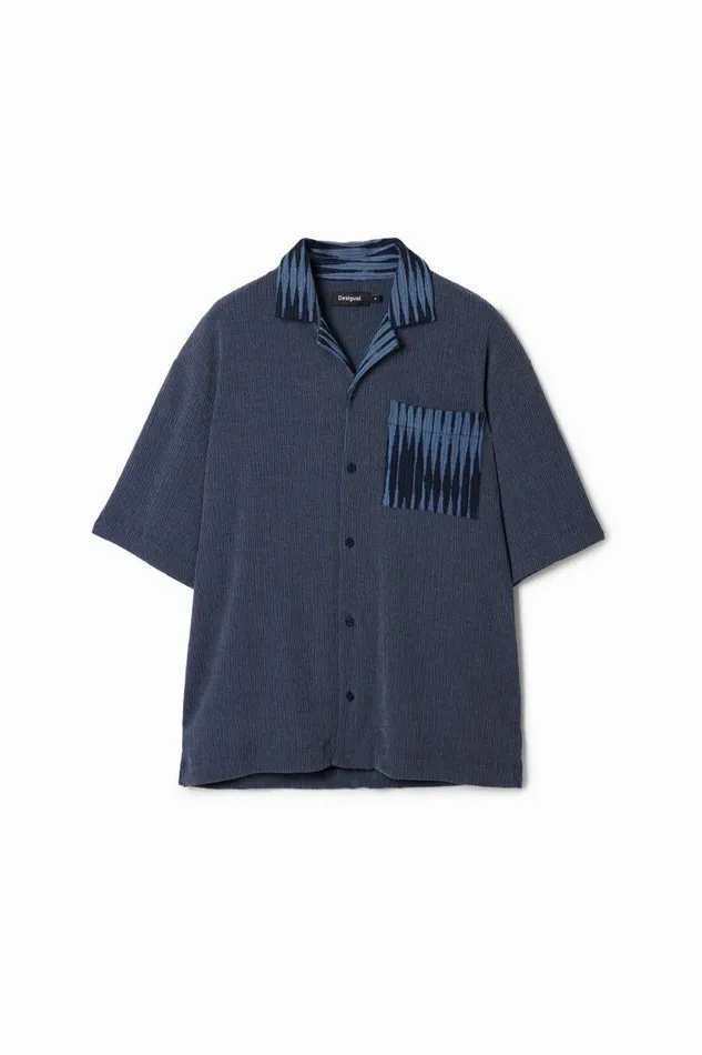 Shirts Men Desigual Hybrid Fabric Shirt Blue