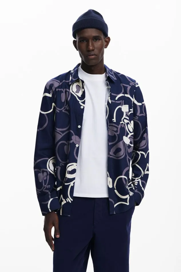 Shirts Men Desigual Mickey Shirt Blue