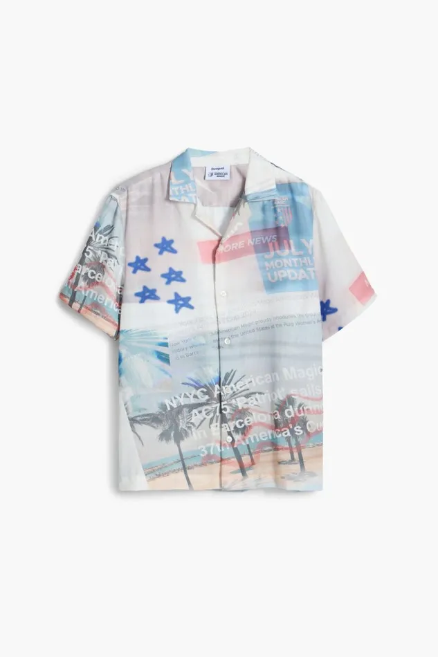 Shirts Men Desigual Printed American Magic Shirt White