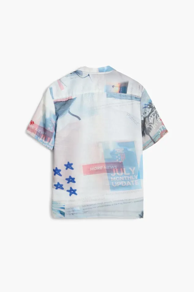 Shirts Men Desigual Printed American Magic Shirt White