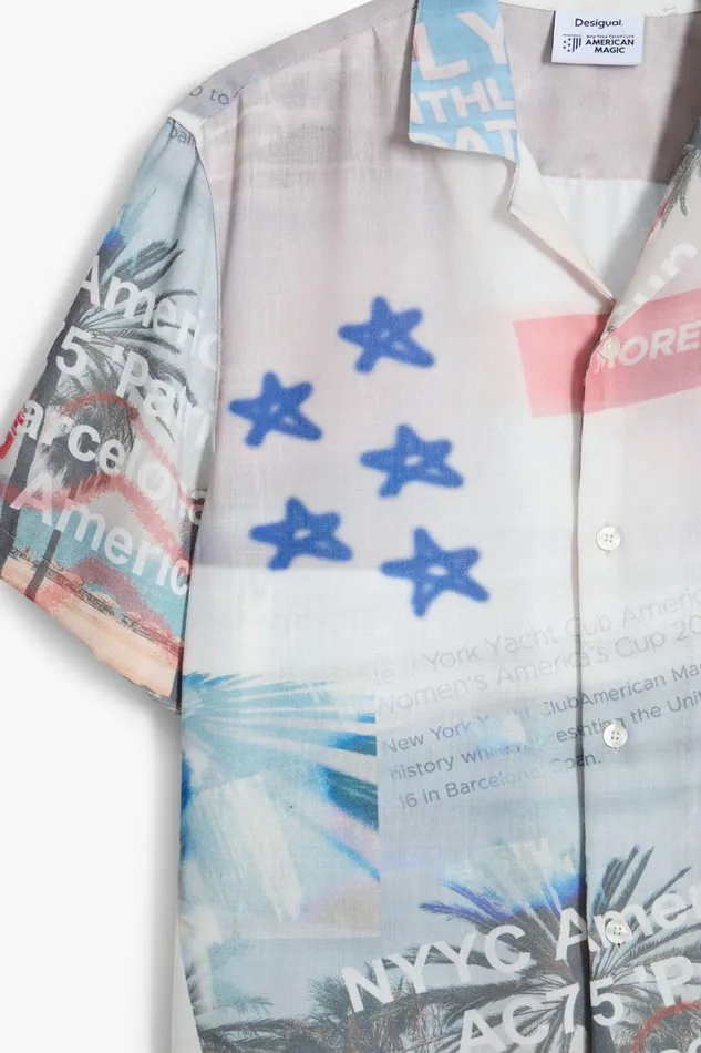 Shirts Men Desigual Printed American Magic Shirt White
