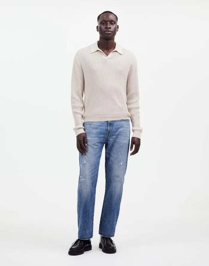 Shirts Men Madewell JohnnyCollar Sweater Polo Shirt In Merino Wool Hthr Alabaster Shirts Men Madewell JohnnyCollar Sweater Polo Shirt In Merino Wool Hthr Alabaster