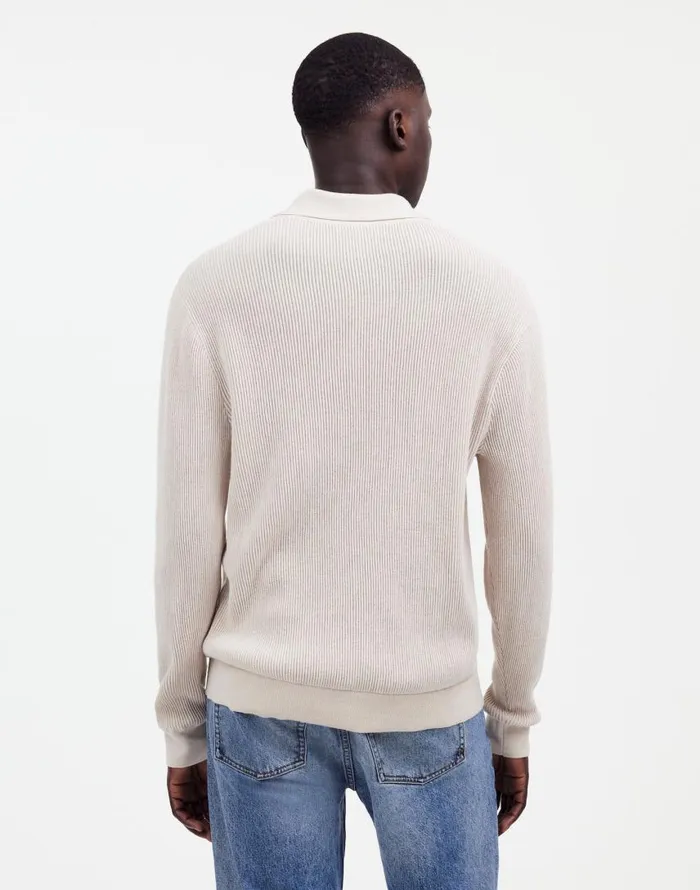 Shirts Men Madewell JohnnyCollar Sweater Polo Shirt In Merino Wool Hthr Alabaster