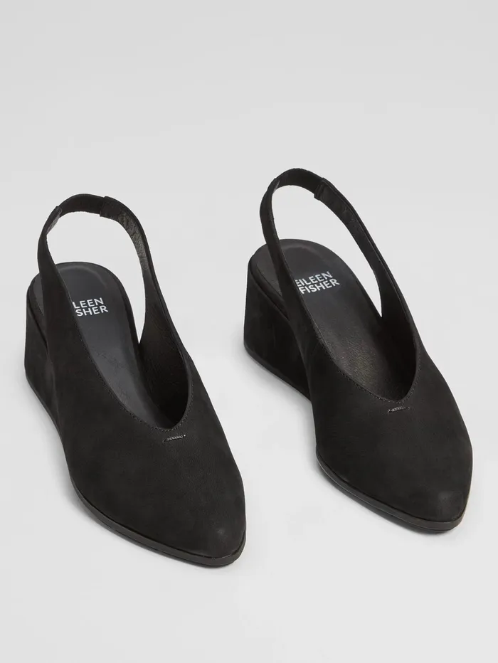 Shoes Women Eileen Fisher Devi Tumbled Nubuck LeatherSlingback Black