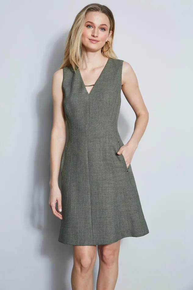 Short Dresses Women Elie Tahari Basketweave Bar Dress WILLOW GREEN