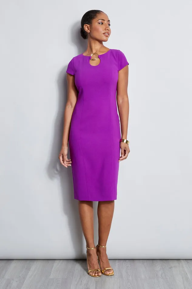 Short Sleeve Dresses Women Elie Tahari Short Sleeve Keyhole Ring Dress WILD BERRY